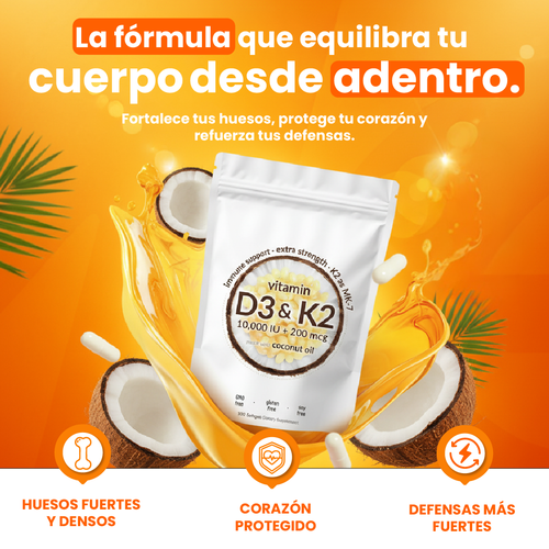 Nuvora D3 y K2-Fortalece tus huesos, protege tu corazón y refuerza tus defensas