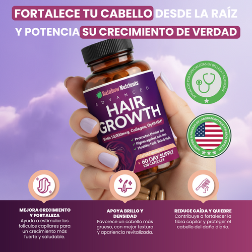 Nuvora Vitaminas hair growth- para el crecimiento del cabello y prevención de la caída
