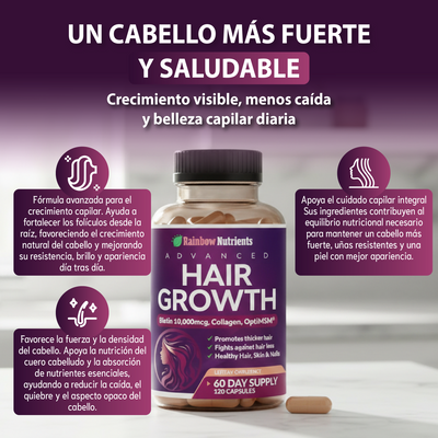 Nuvora Vitaminas hair growth- para el crecimiento del cabello y prevención de la caída
