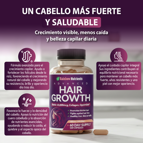 Nuvora Vitaminas hair growth- para el crecimiento del cabello y prevención de la caída