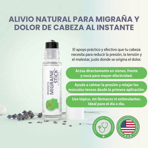 Nuvora Migraine Stick-Alivio tópico práctico y efectivo para dolores de cabeza