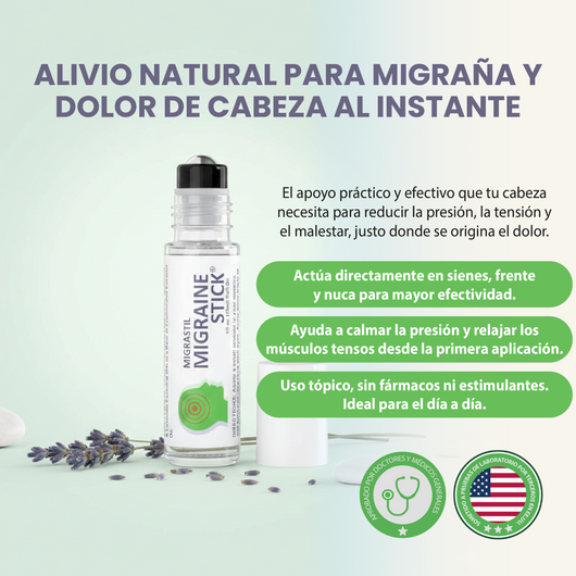Nuvora Migraine Stick-Alivio tópico práctico y efectivo para dolores de cabeza