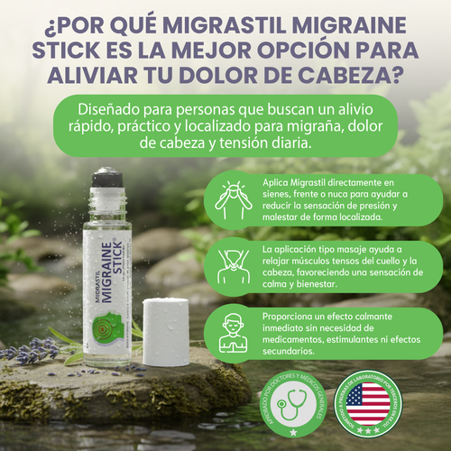 Nuvora Migraine Stick-Alivio tópico práctico y efectivo para dolores de cabeza