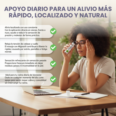 Nuvora Migraine Stick-Alivio tópico práctico y efectivo para dolores de cabeza