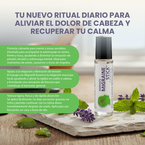 Nuvora Migraine Stick-Alivio tópico práctico y efectivo para dolores de cabeza