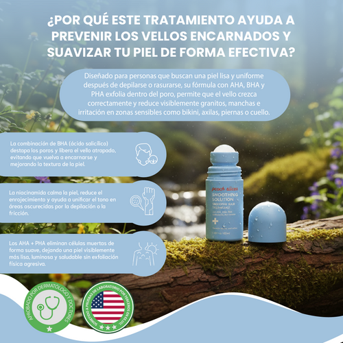 Nuvora Peach Slices- Exfoliante y calmante para vellos encarnados, irritación post-afeitado.