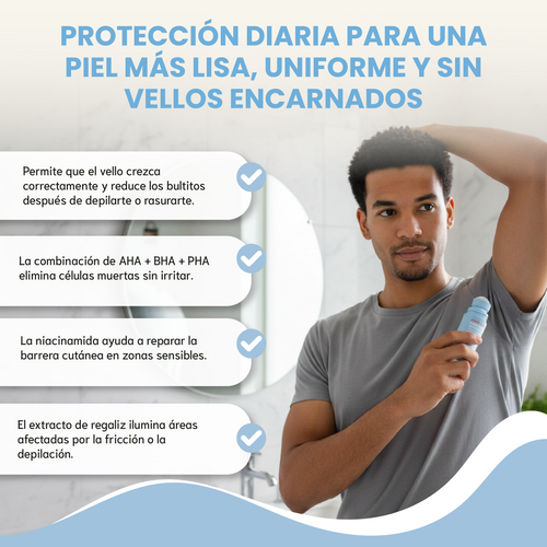 Nuvora Peach Slices- Exfoliante y calmante para vellos encarnados, irritación post-afeitado.