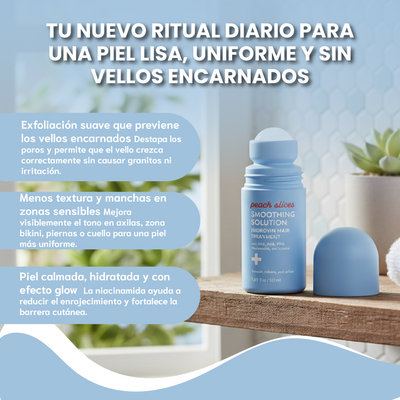 Nuvora Peach Slices- Exfoliante y calmante para vellos encarnados, irritación post-afeitado.