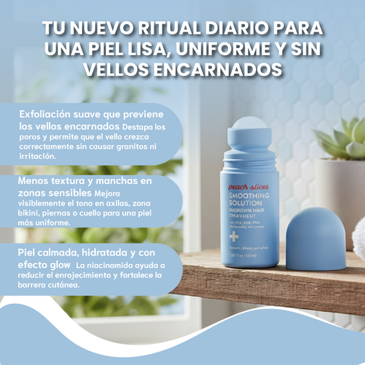 Nuvora Peach Slices- Exfoliante y calmante para vellos encarnados, irritación post-afeitado.