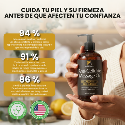 Nuvora Anti-cellulite massage oil- Elimina Celulitis Reafirma los tonos, regenera y humecta los tejidos grasos no deseados
