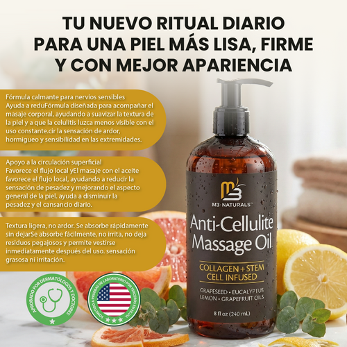 Nuvora Anti-cellulite massage oil- Elimina Celulitis Reafirma los tonos, regenera y humecta los tejidos grasos no deseados