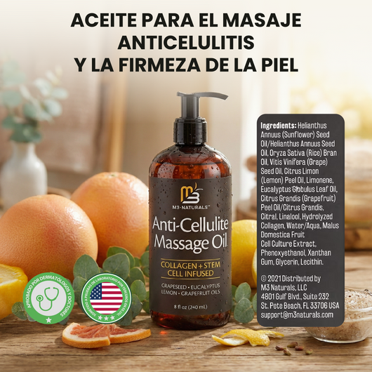 Nuvora Anti-cellulite massage oil- Elimina Celulitis Reafirma los tonos, regenera y humecta los tejidos grasos no deseados