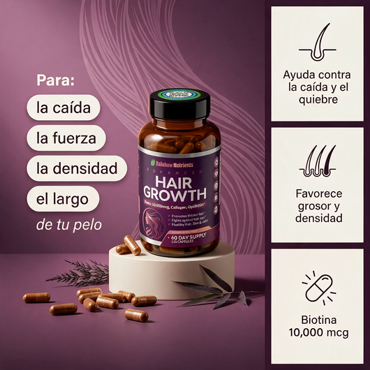 Nuvora Vitaminas hair growth- para el crecimiento del cabello y prevención de la caída