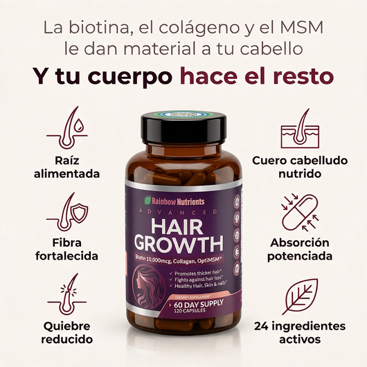 Nuvora Vitaminas hair growth- para el crecimiento del cabello y prevención de la caída