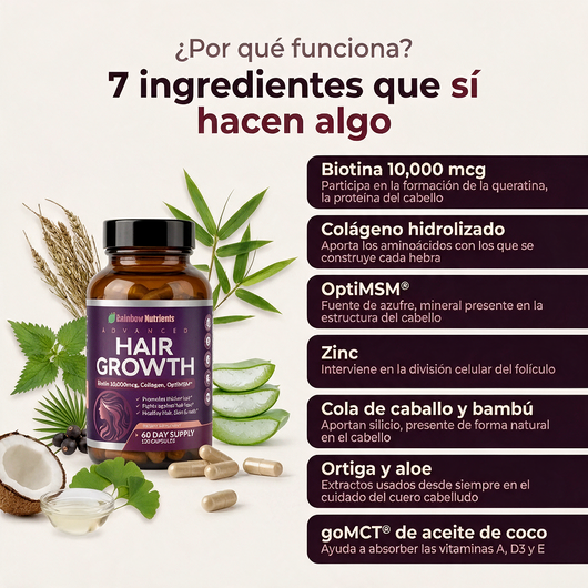 Nuvora Vitaminas hair growth- para el crecimiento del cabello y prevención de la caída