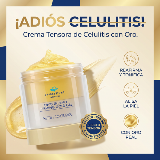 Crema tensora de celulitis- Crema caliente dorada para piel suelta.