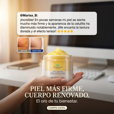 Crema tensora de celulitis- Crema caliente dorada para piel suelta.