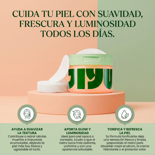 Nuvora JiYu Almohadillas Pulidor Tonificante-Cuidado de la Piel  para Manchas Oscuras, Arrugas y Piel Opaca.