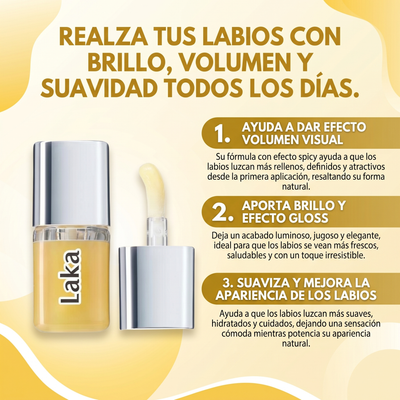Nuvora Laka Spicy Lip Plumper-Suero voluminizador de labios, Alto brillo de labios.