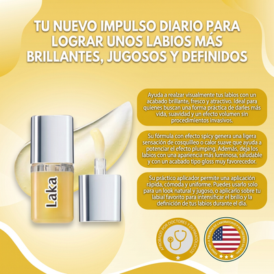 Nuvora Laka Spicy Lip Plumper-Suero voluminizador de labios, Alto brillo de labios.