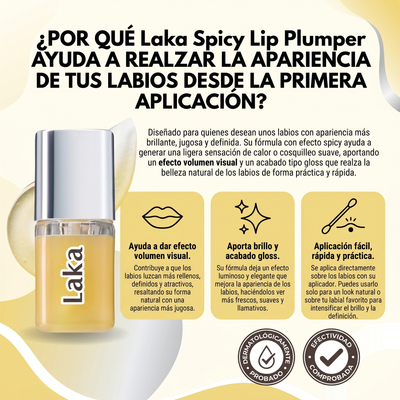 Nuvora Laka Spicy Lip Plumper-Suero voluminizador de labios, Alto brillo de labios.