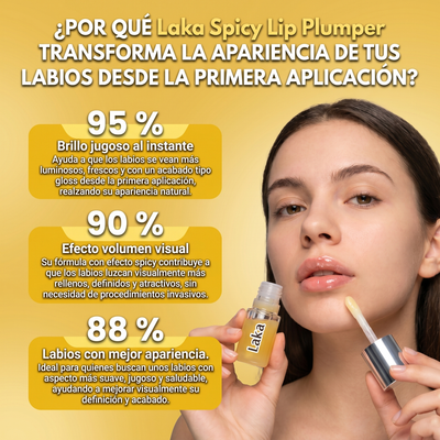 Nuvora Laka Spicy Lip Plumper-Suero voluminizador de labios, Alto brillo de labios.