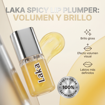 Nuvora Laka Spicy Lip Plumper-Suero voluminizador de labios, Alto brillo de labios.