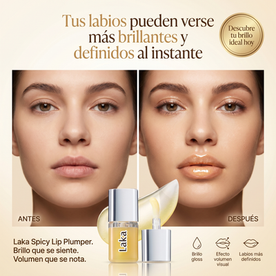 Nuvora Laka Spicy Lip Plumper-Suero voluminizador de labios, Alto brillo de labios.