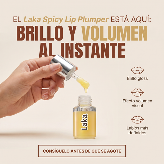 Nuvora Laka Spicy Lip Plumper-Suero voluminizador de labios, Alto brillo de labios.