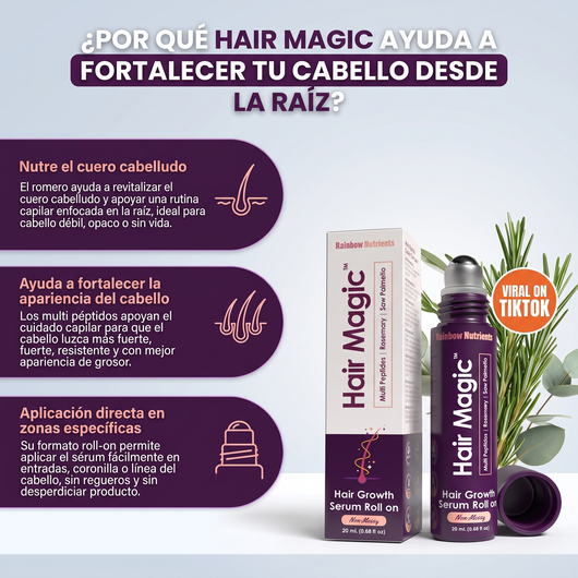 Nuvora Hair magic serum roll on- Suero para el crecimiento del cabello.