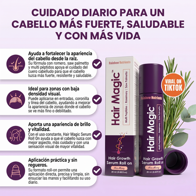 Nuvora Hair magic serum roll on- Suero para el crecimiento del cabello.