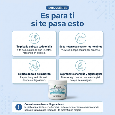 Nuvora Crema para Caspa, Picazón y Descamación de barba y cuero cabelludo