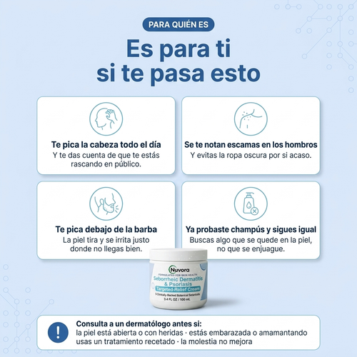 Nuvora Crema para Caspa, Picazón y Descamación de barba y cuero cabelludo
