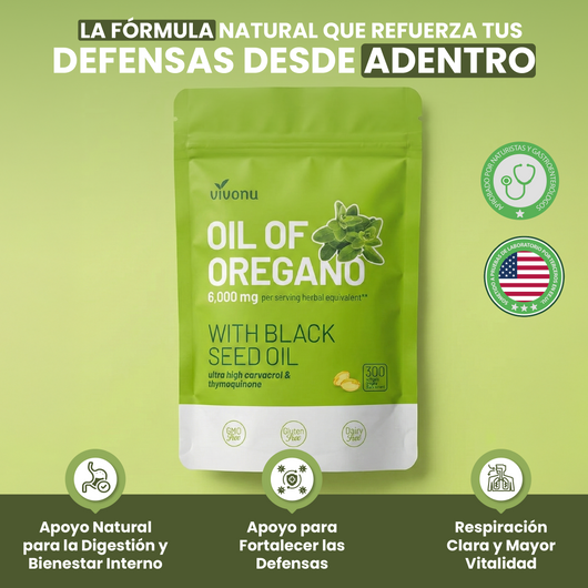 Vivonu Aceite de orégano Apoya defensas, vías respiratorias, digestión y bienestar general.