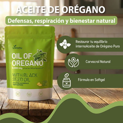 Vivonu Aceite de orégano Apoya defensas, vías respiratorias, digestión y bienestar general.