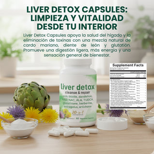 Nuvora Liver Detox Capsules- Depura tu cuerpo y reactivar tu energía natural.