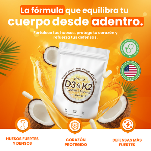 Nuvora D3 y K2-Fortalece tus huesos, protege tu corazón y refuerza tus defensas