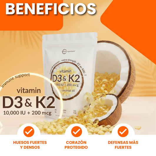 Nuvora D3 y K2-Fortalece tus huesos, protege tu corazón y refuerza tus defensas