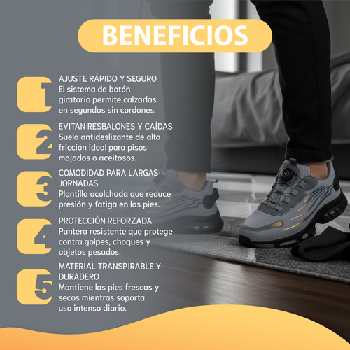 Zapatillas de seguridad-antideslizantes con botón giratorio