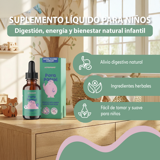 Nuvora suplemento líquido para niños-apoya la salud digestiva, sabor natural a frambuesa