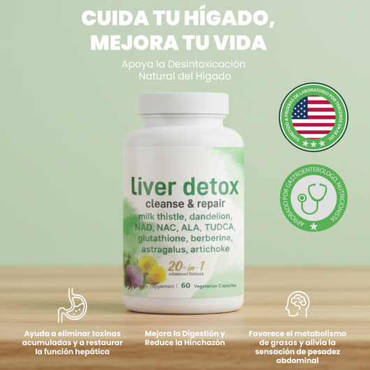 Nuvora Liver Detox Capsules- Depura tu cuerpo y reactivar tu energía natural.