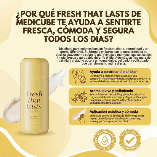 Fresh That Lasts de Medicube – Desodorante Vanilla & Pistachio.